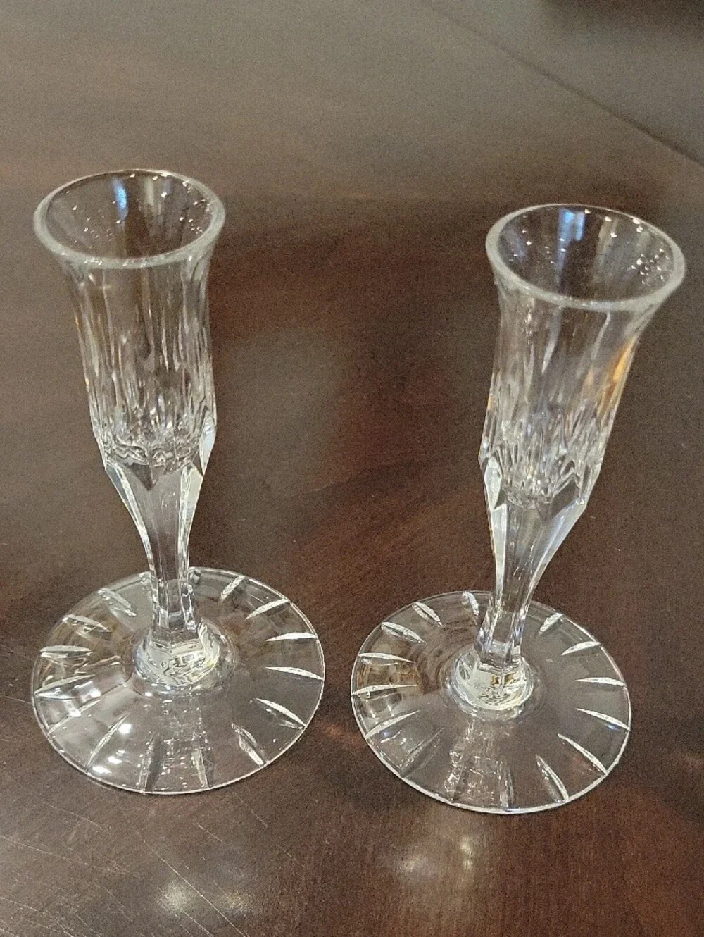 Pair of Tulip Taper Crystal Candle Holders